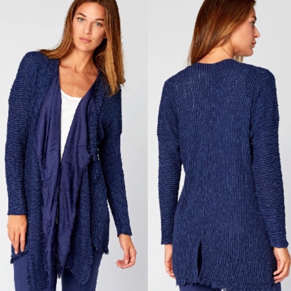 XCVI Nell Blue Cardigan w/ Unfinished Hem‎ Edges - Picture 1 of 14